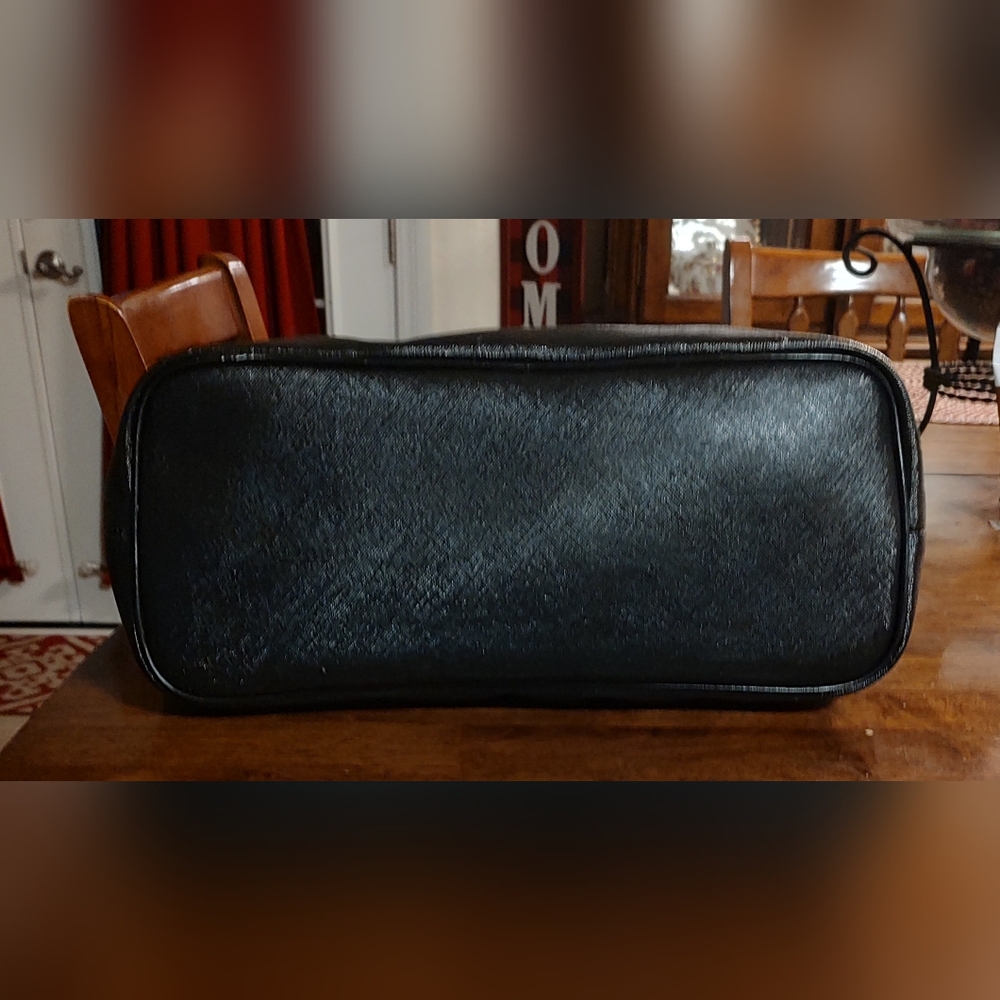 Coach Black City Tote with Tan Trim and Handles - Picture 5 of 12